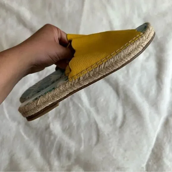 J.Mclaughlin Aries Yellow Scalloped Espadrille Slip On Sandals Size 8 - Picture 7 of 8